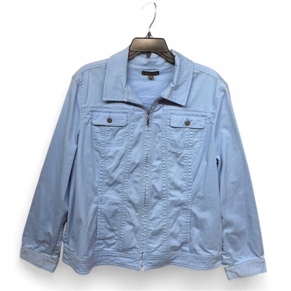 Amber Sun Light Blue Zip-Up Utility Jacket - Women’s Size XL - Cotton Stretch